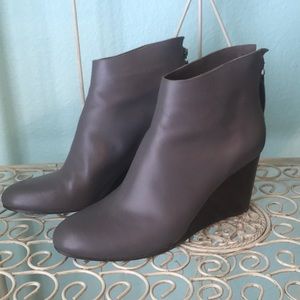 Grey ankle booties with wedge heel
